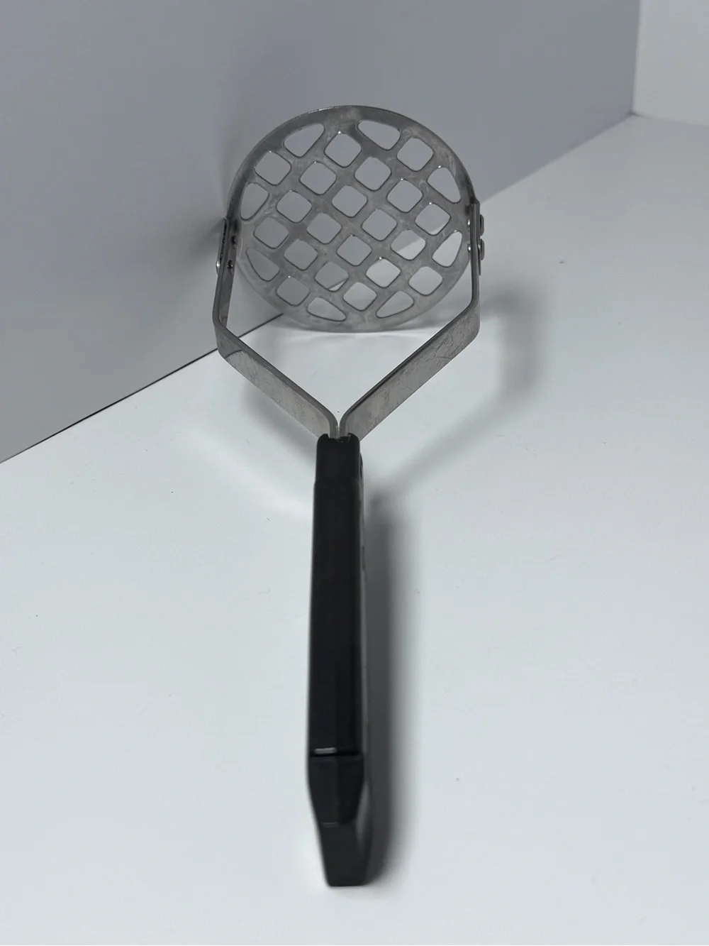 Vintage Royal Brand Sharpcutter Potato Masher Stainless Steel Black Handle USA